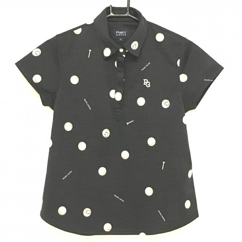 パーリーゲイツ半袖ポロシャツ黒×白...