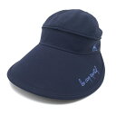 【美品】ルコック 2WAYつば広サンバイザー ネイビー×ライトブルー クラウン着脱可 レディース F(55〜57cm) ゴルフウェア le coq sporti...