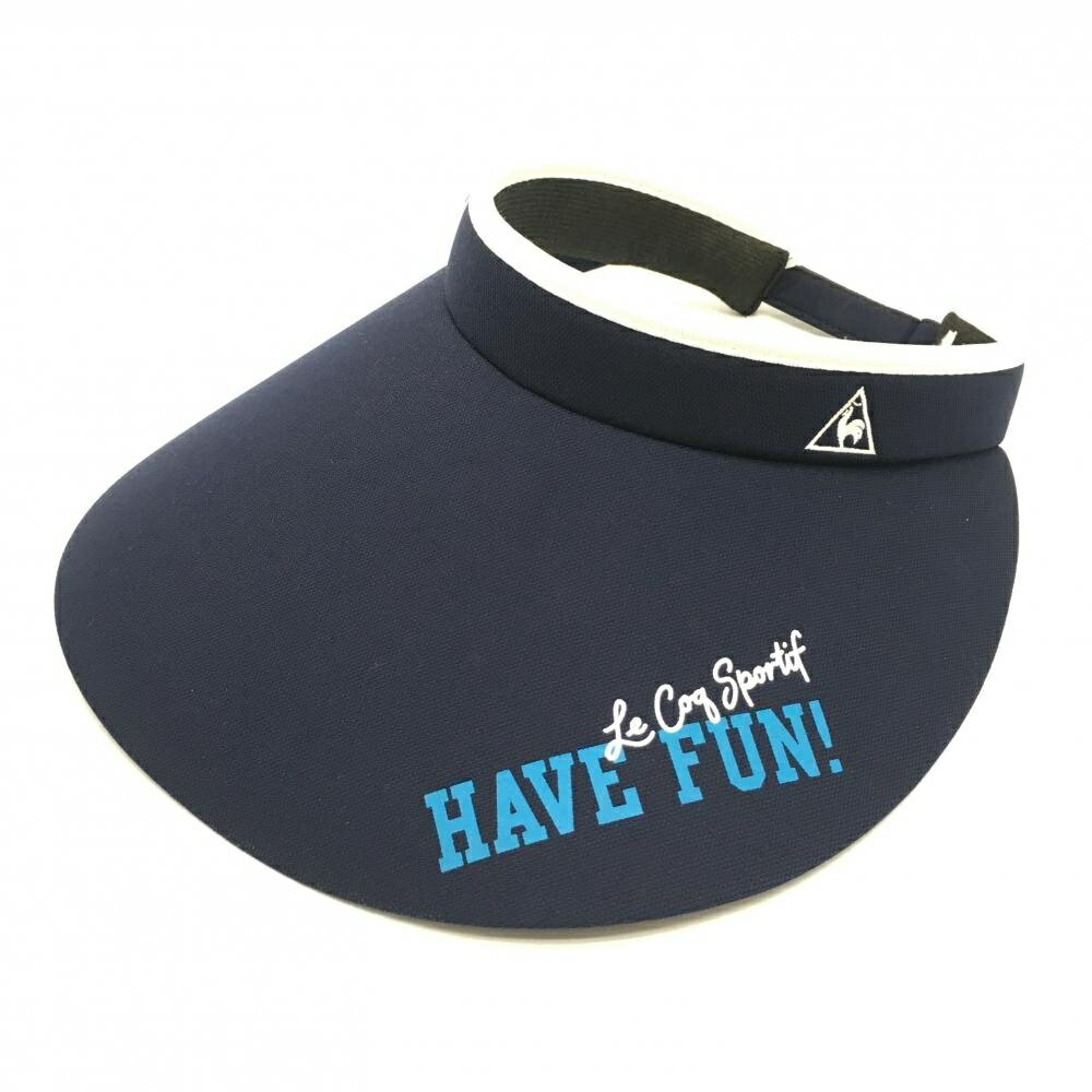 【美品】ルコック つば広サンバイザー ネイビー×白 ロゴ刺しゅう レディース ゴルフウェア le coq sportif