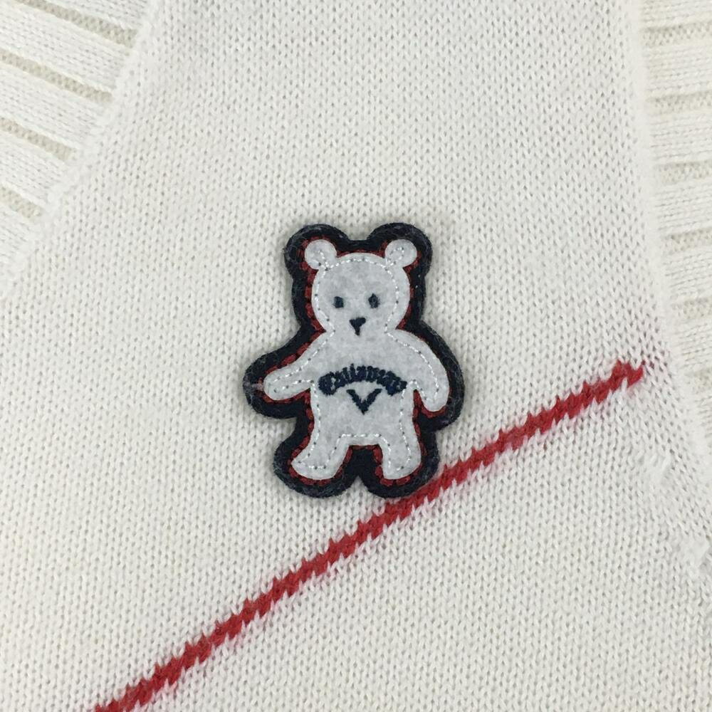 【美品】キャロウェイ ニットベスト 白×レッド×ネイビー 一部星柄×チェック ウール...