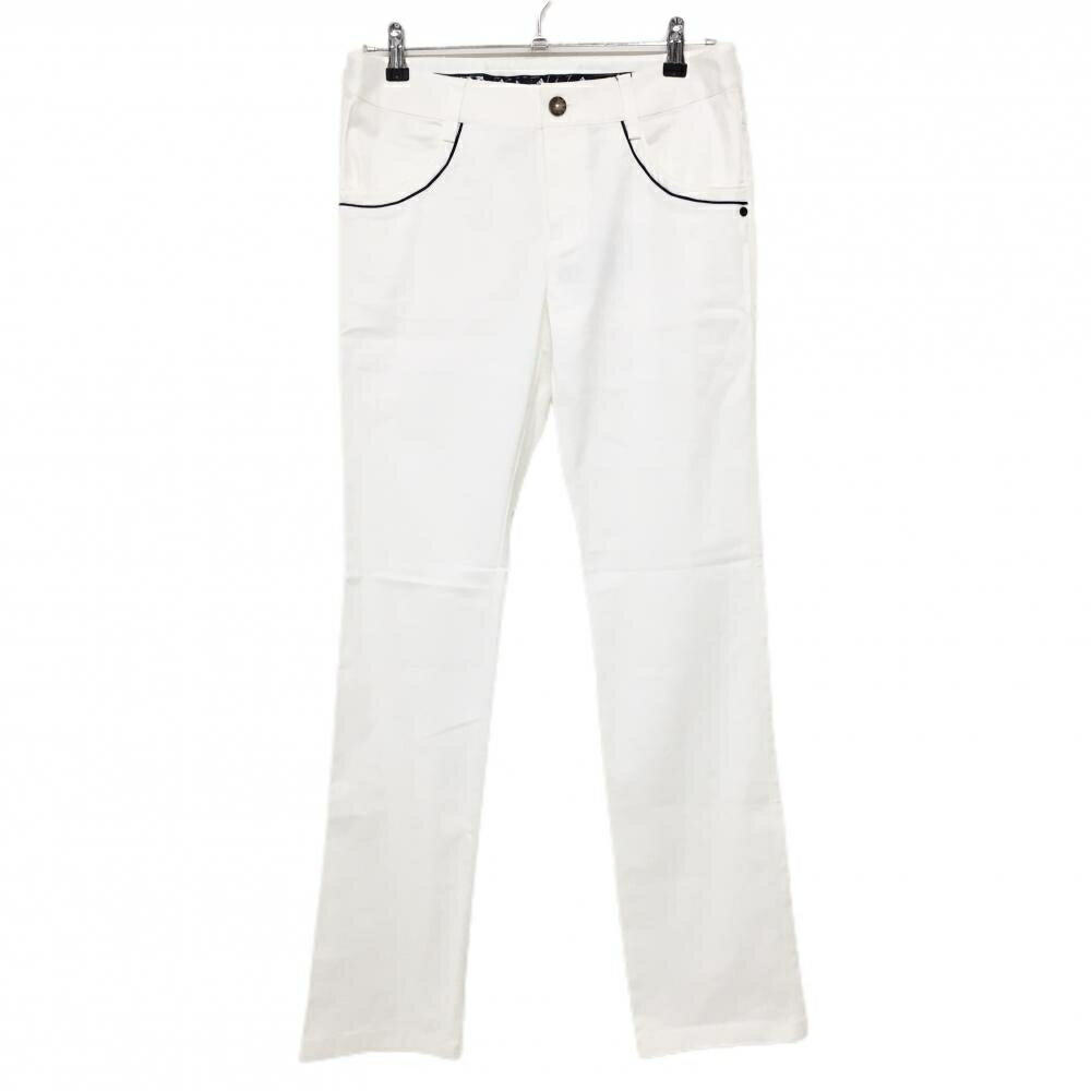 【当店ポイント5倍！9月1日限り】【新品】アディダス パンツ 白 ロゴネイビー 吸汗速乾 ストレッチ 後ポケット汚れ レディース L/G ゴルフウェア adidas