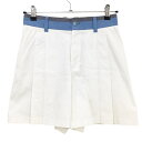 【超美品】アディダス キュロットスカート 白×ブルー 前面裾プリーツ ストレッチ レディース M/M ゴルフウェア adidas