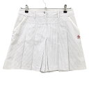 【新品】マンシングウェア キュロットスカート 白×黒 ストライプ プリーツ レディース 11 ゴルフウェア Munsingwear