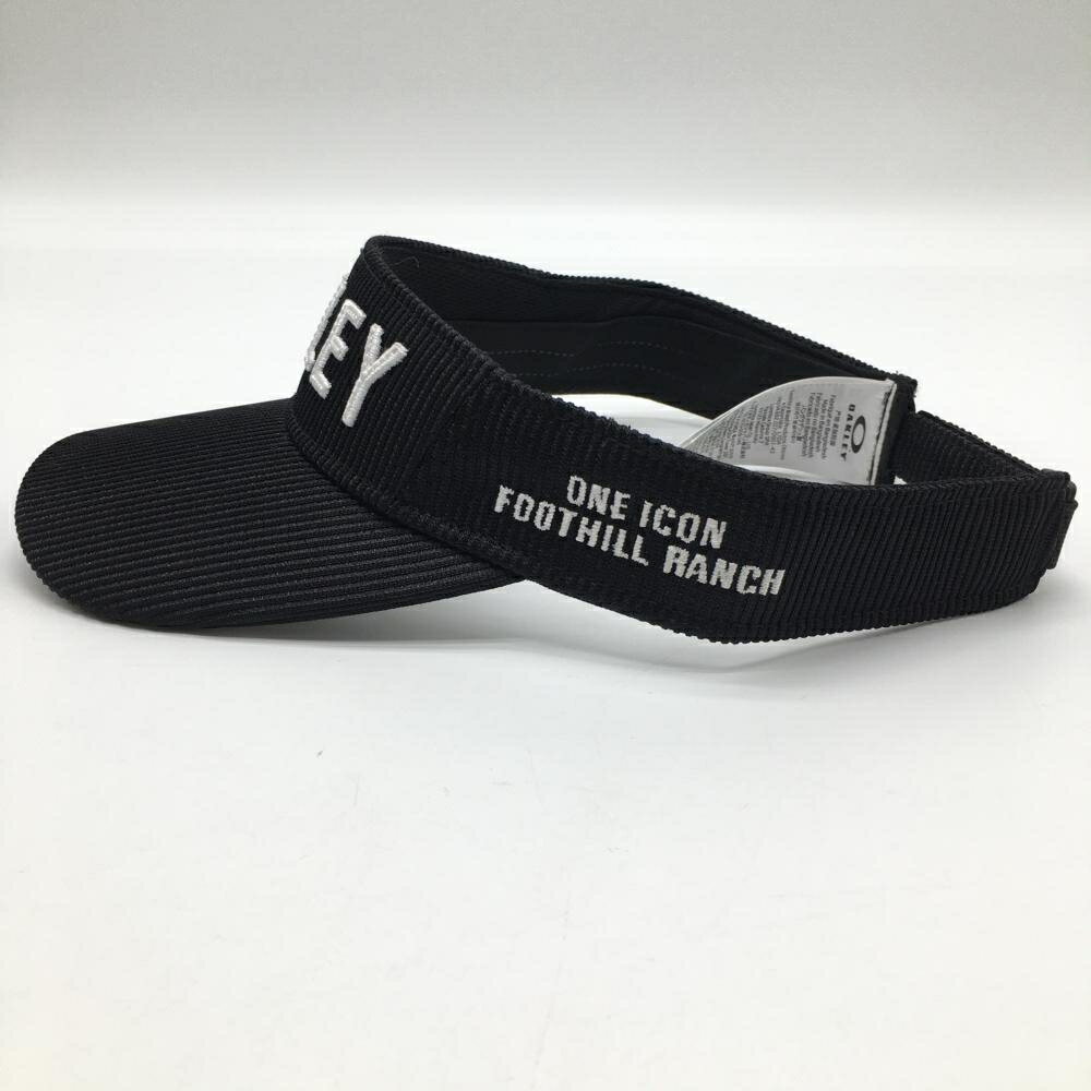 【超美品】オークリー サンバイザー 黒×白 立体ロゴ刺しゅう ゴルフウェア Oakley