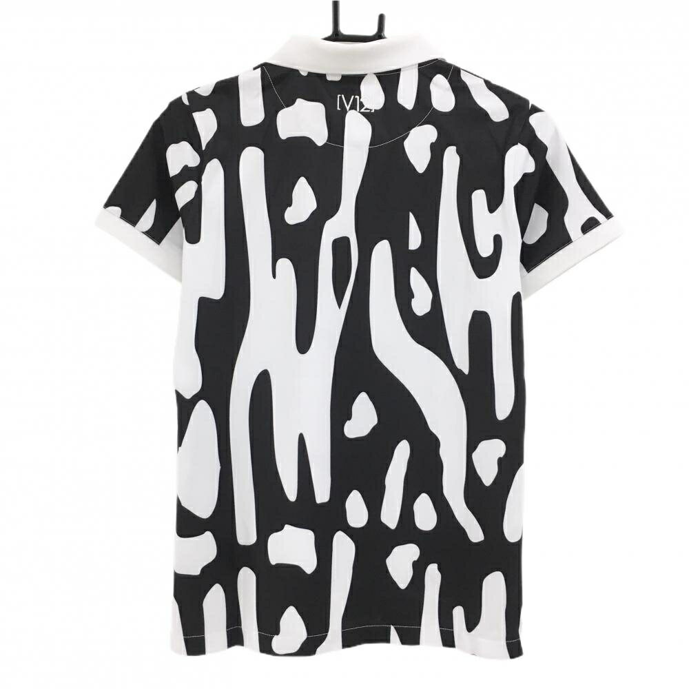 【新品】V12 半袖ポロシャツ 白×黒 総柄 レディース 1(M) ゴルフウェア 2023年モデル V12