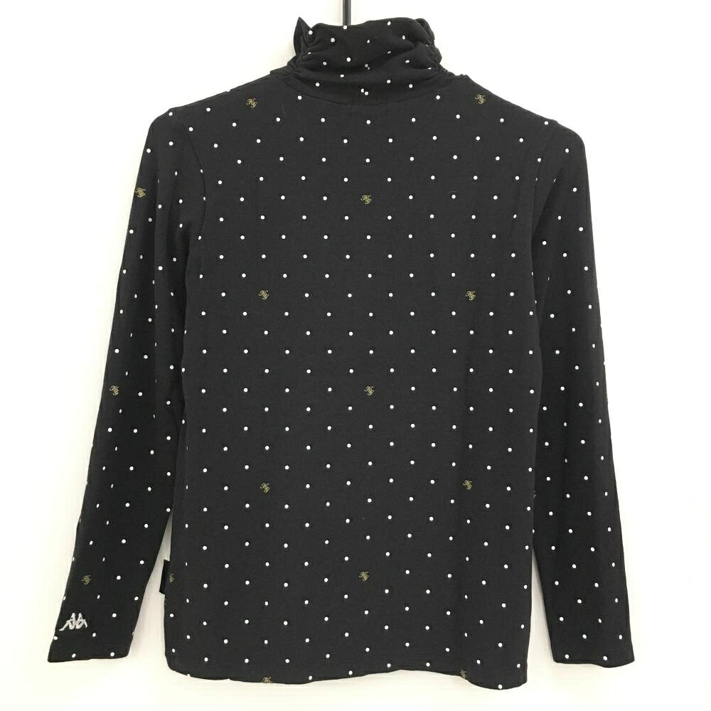 カッパ 長袖ハイネックシャツ 黒×白 ドット レディース M ゴルフウェア Kappa