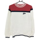 【美品】フィラゴルフ セーター 白×レッド×ネイビー ニット 綿100% レディース L ゴルフウェア FILA GOLF