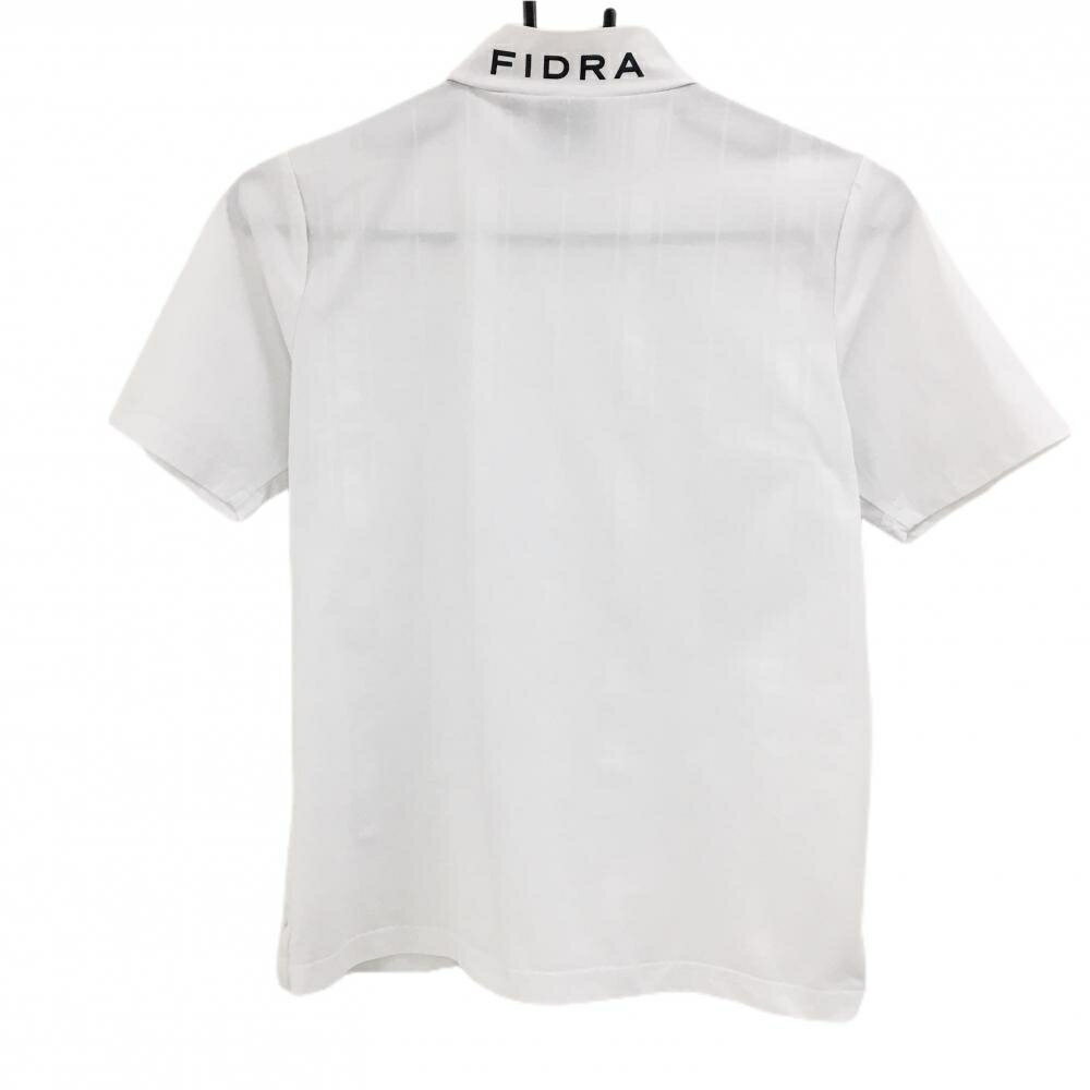【超美品】フィドラ 半袖ハイネックシャツ 白 格子柄地模様 ロゴワッペン レディース S/P ゴルフウェア FIDRA