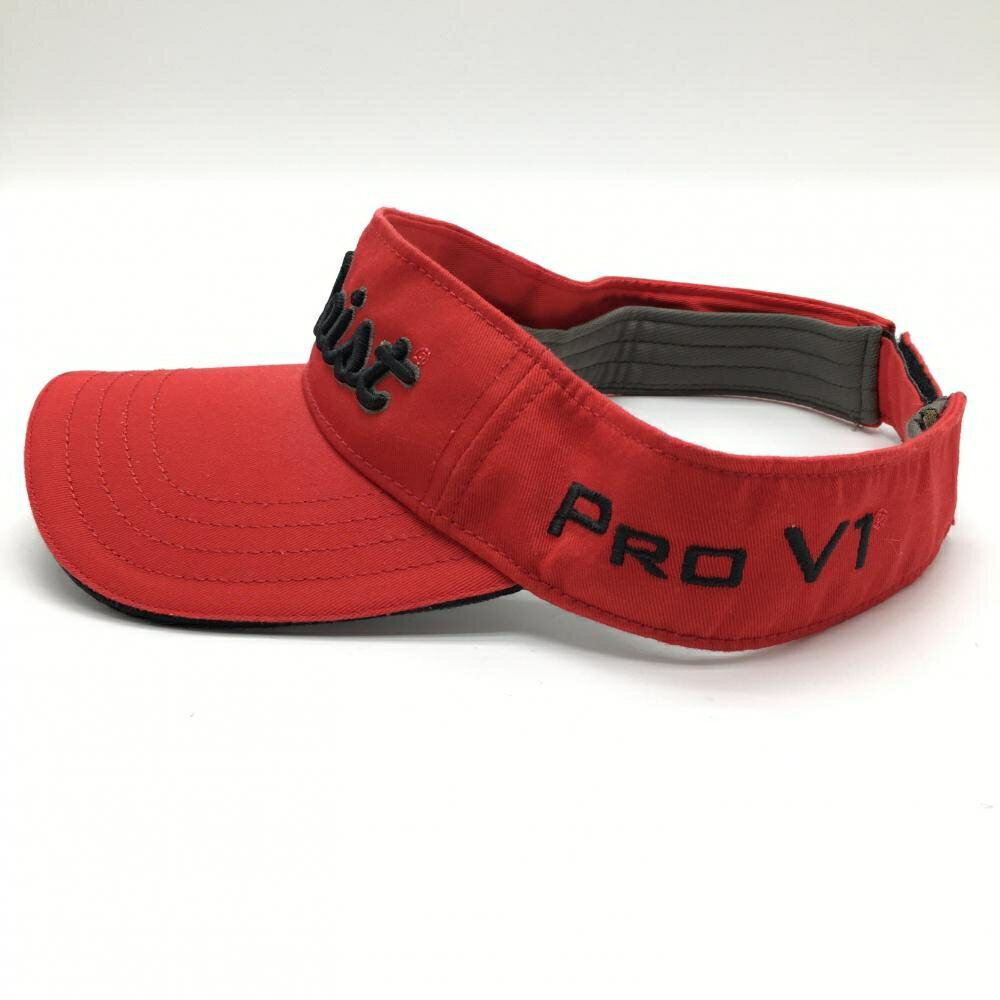 【美品】タイトリスト×フットジョイ サンバイザー レッド×黒 立体ロゴ刺しゅう ゴルフウェア TITLEIST