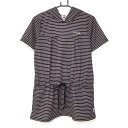 【美品】フィラゴルフ フード付半袖シャツ ネイビー×白×レッド ボーダー チュニック丈 レディース L ゴルフウェア FILA GOLF