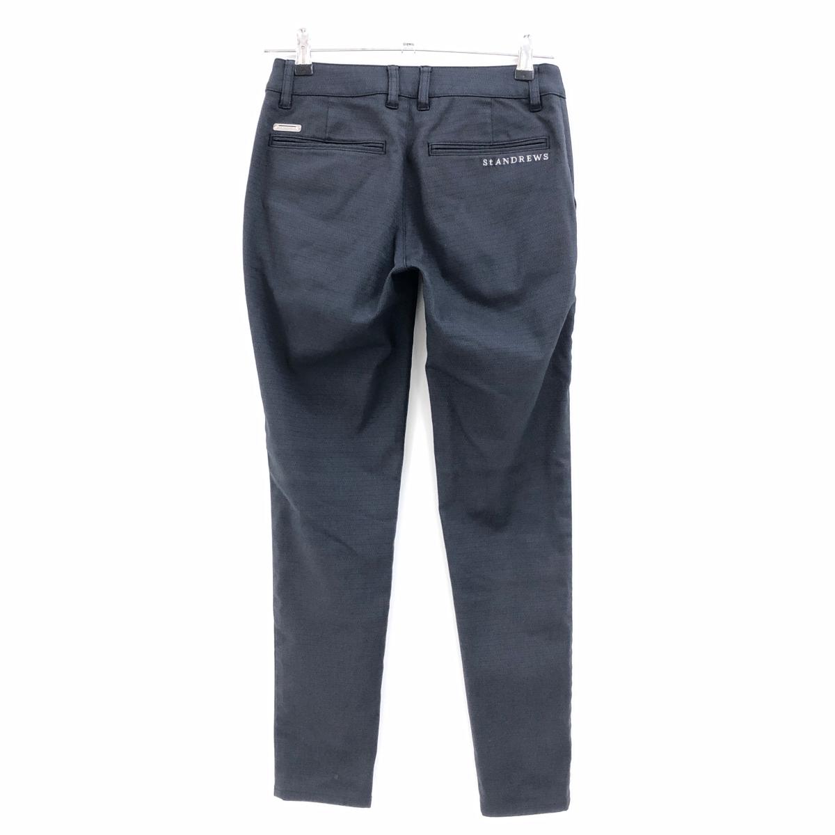 セントアンドリュース パンツ ダークグレー ダイヤ柄地模様 立体ロゴ レディース S ゴルフウェア St ANDREWS