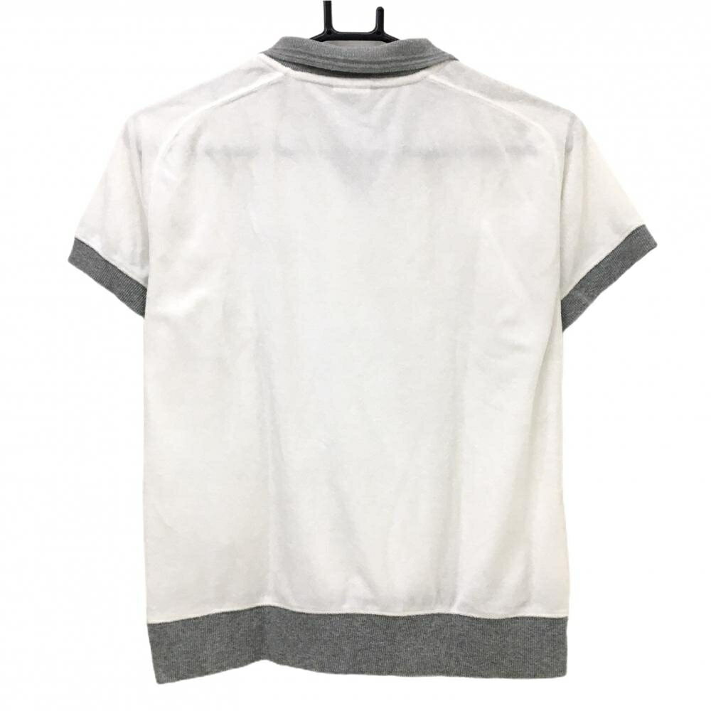 チャンピオン 襟付き半袖シャツ 白×グレー パイル地 袖ワッペン レディース MEDIUM ゴルフウェア Champion