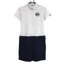 フィラゴルフ 半袖ポロワンピース 白×ネイビー ロゴ刺しゅう レディース M ゴルフウェア FILA GOLF