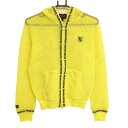 【新品】パーリーゲイツ メッシュジップパーカー イエロー×ダークネイビー 透け感 ニット レディース 1(M) ゴルフウェア PEARLY GATES