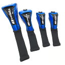 【超美品】ブリヂストン ヘッドカバー4点セット(DR FW UT×2) ブルー×黒 TOURBゴルフ Bridgestone