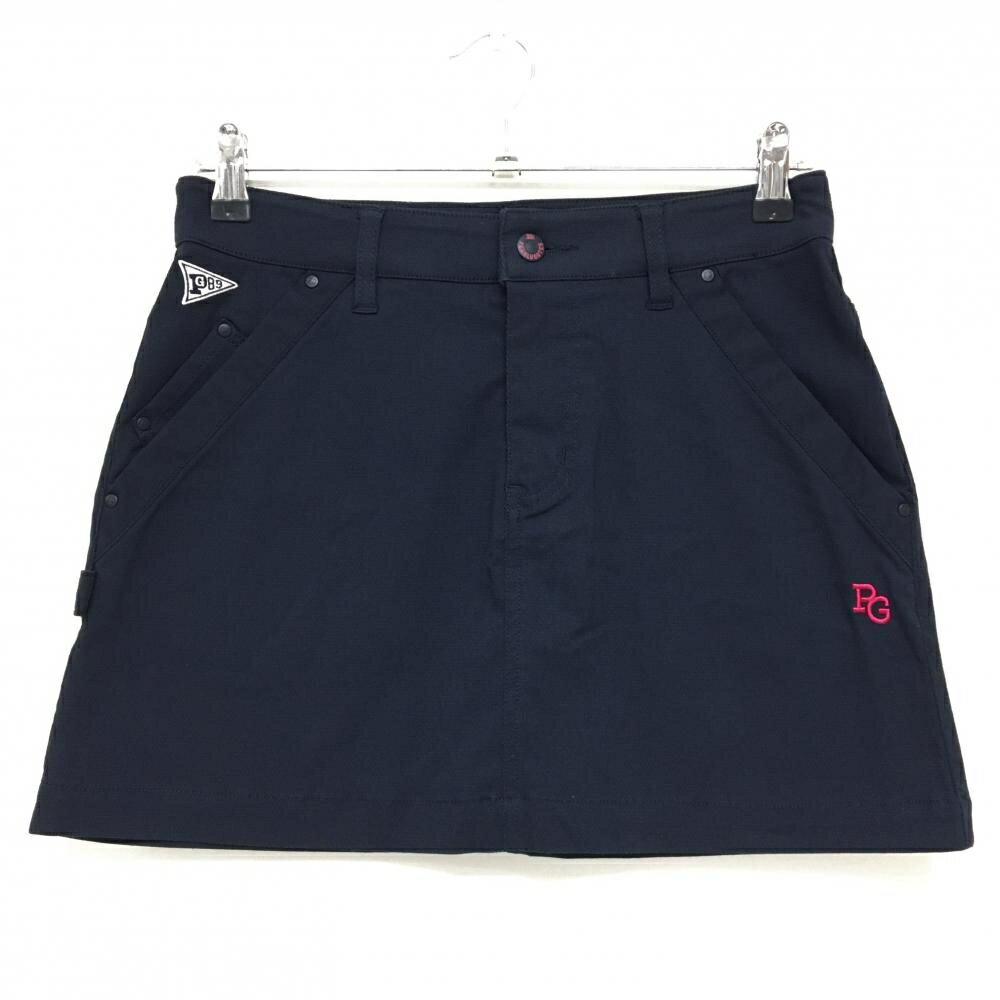 【美品】パーリーゲイツ スカート ネイビー ロゴピンク 30周年 ストレッチ レディース 0(S) ゴルフウェ..
