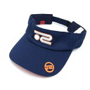 【超美品】ロサーセン サンバイザー ネイビー×白 立体ロゴ レディース 40(M) ゴルフウェア Rosasen