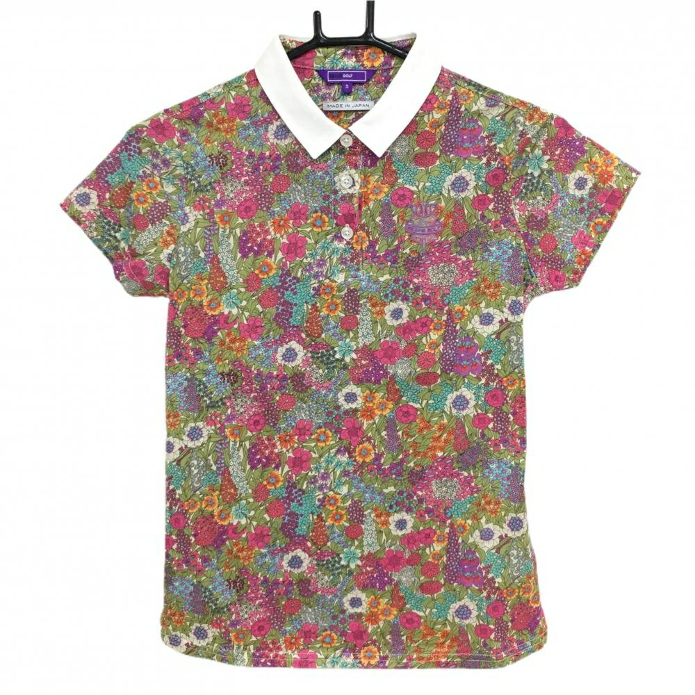 【新品】ビームスゴルフ×LIBERTY 半袖ポロシャツ ピンク×グリーン 花柄 レディース S ゴルフウェア BEA..