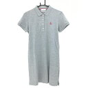 【新品】マンシングウェア 半袖ポロワンピース グレー ロゴレッド レディース M ゴルフウェア Munsingwear