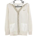 ナイキ ニットカーディガン 白×ベージュ フード付 レディース M ゴルフウェア NIKE