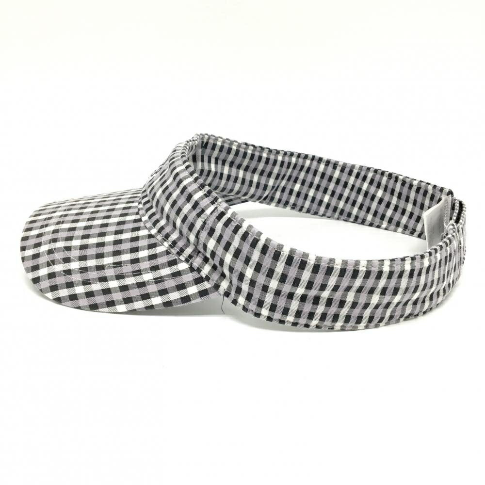 【美品】ゾーイ サンバイザー グレー×黒 チェック柄 ロゴ刺しゅう F ゴルフウェア ZOY