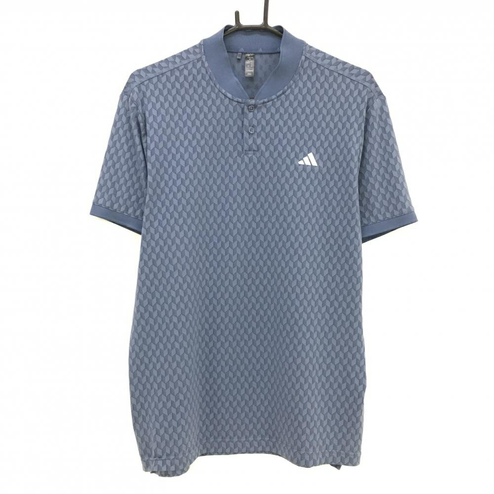 【超美品】アディダス 半袖ポロシャツ スモーキーブルー スタンドカラー メンズ XL ゴルフウェア adidas