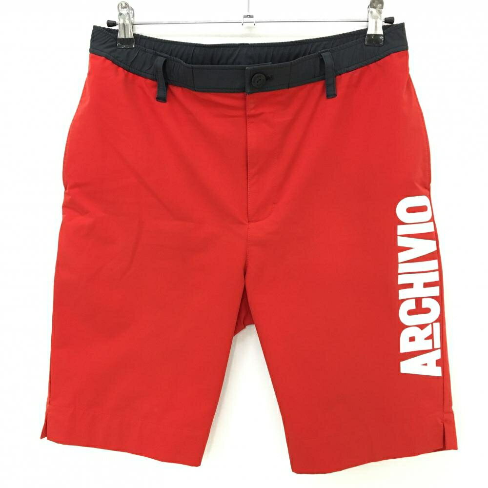 アルチビオ ハーフパンツ レッド×黒 ビッグロゴ メンズ 46(M) ゴルフウェア archivio
