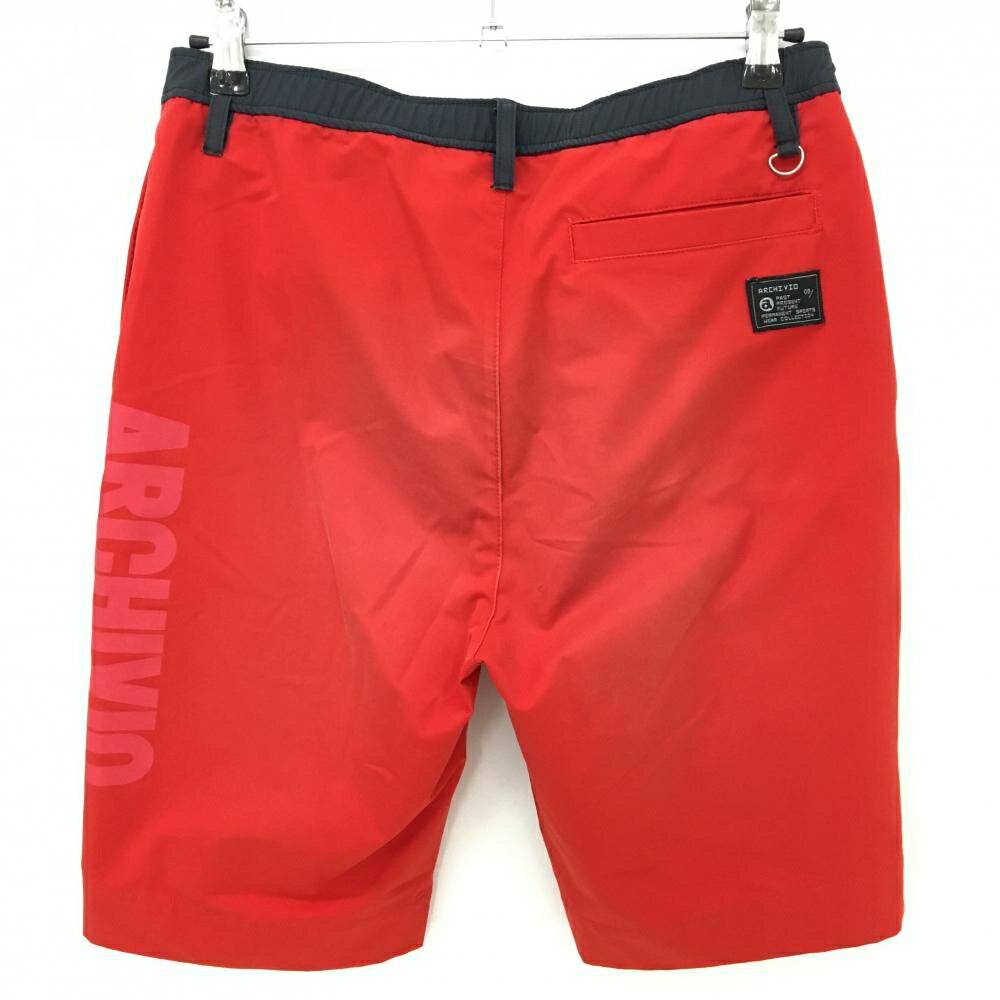 アルチビオ ハーフパンツ レッド×黒 ビッグロゴ メンズ 46(M) ゴルフウェア archivio