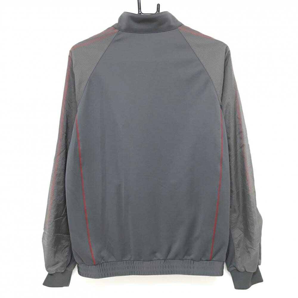 アディダス 異素材切替ジャケット ダークグレー×グレー 一部格子柄 ロゴ刺しゅう メンズ M/M ゴルフウェア adidas