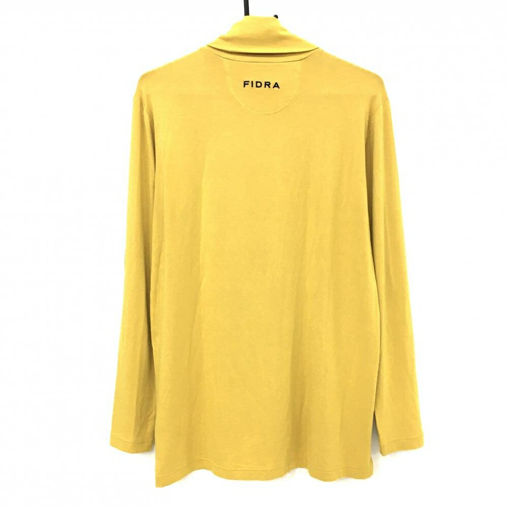 【美品】フィドラ 長袖ハイネックシャツ マスタードイエロー×ネイビー ロゴワッペン メンズ L/G ゴルフウェア FIDRA