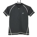 【美品】シーダブリューエックス 半袖ハイネックシャツ 黒×グレー ハーフジップ インナーウェア レディース M ゴルフウェア CW-X