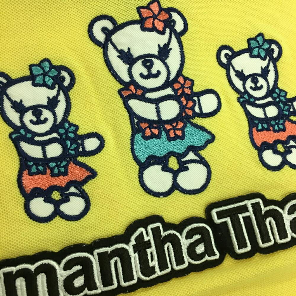 【超美品】サマンサタバサUNDER25 半袖ポロシャツ イエロー×ピンク フラダンス レディース PRO1 ゴルフウェア Samantha Thavasa