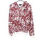 パーリーゲイツ×MR.MENLITTLEMISS パーカー レッド×白 総柄 ポケット付 トレーナー レディース 1(M) ゴルフウェア PEARLY GATE...
