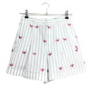 【新品】パーリーゲイツ キュロットスカート 白×ライトブルー×ピンク ストライプ レディース 00(XS) ゴルフウェア PEARLY GATES