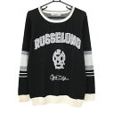 【美品】ラッセルノ セーター 黒×白 ルチャマスク 羊毛混 ニット メンズ M ゴルフウェア RUSSELUNO