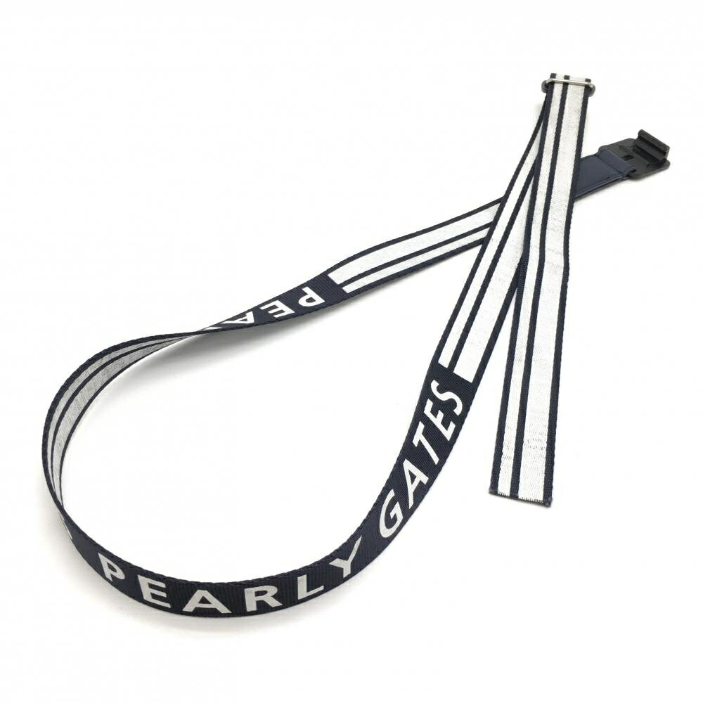 PGGパーリーゲイツ マグネット式ベルト ネイビー×白 ロゴプリント メンズ ゴルフウェア PEARLY GATES