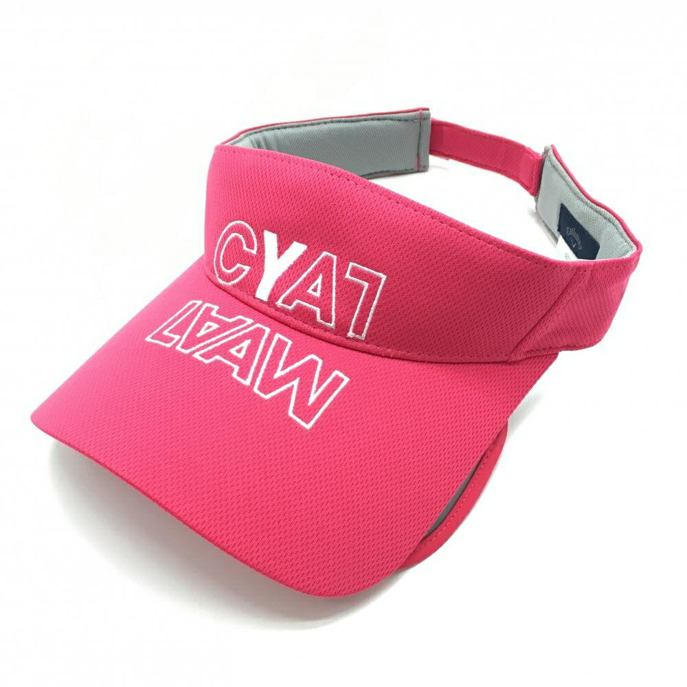 【超美品】キャロウェイ サンバイザー ピンク×白 ロゴ刺しゅう 収納型可動式セル レディース FR ゴルフ..