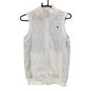 【超美品】パーリーゲイツ リバーシブルニットベスト 白 ロゴ総柄 裏黒 グレンチェック レディース 1(M) ゴルフウェア PEARLY GATES