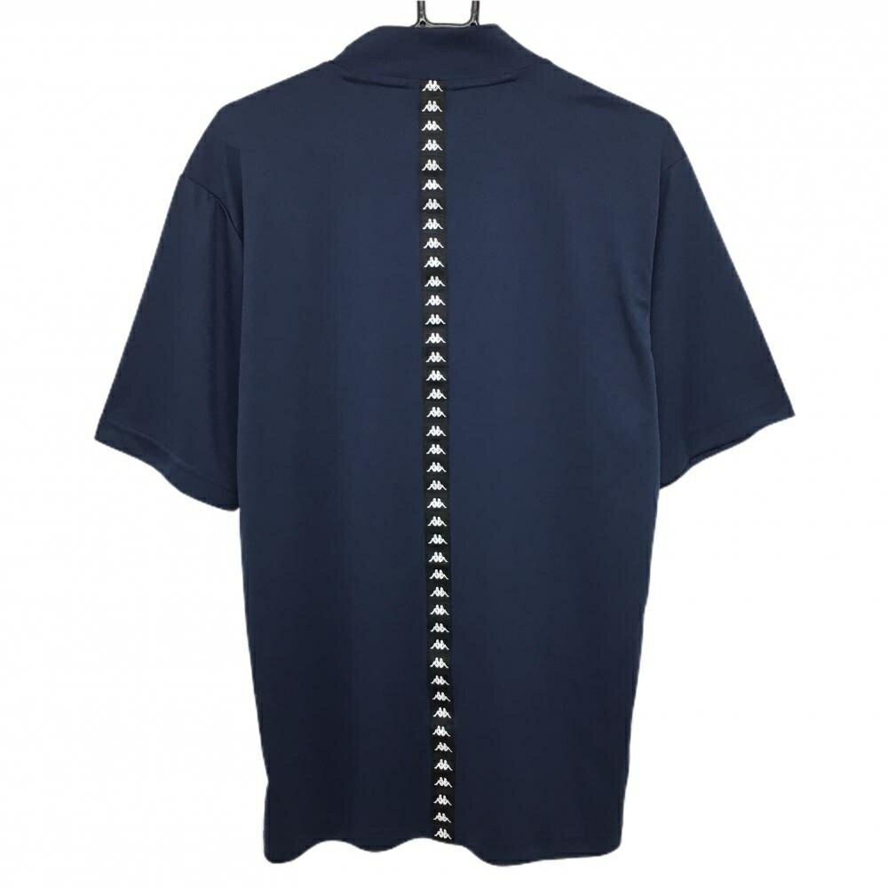 【美品】カッパ 半袖ハイネックシャツ ネイビー 背ロゴテープ メンズ ゴルフウェア Kappa
