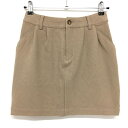 【超美品】ヒールクリーク ストレッチスカート ベージュ系×白 ピンドット 秋冬 レディース 38(S) ゴルフウェア Heal Creek