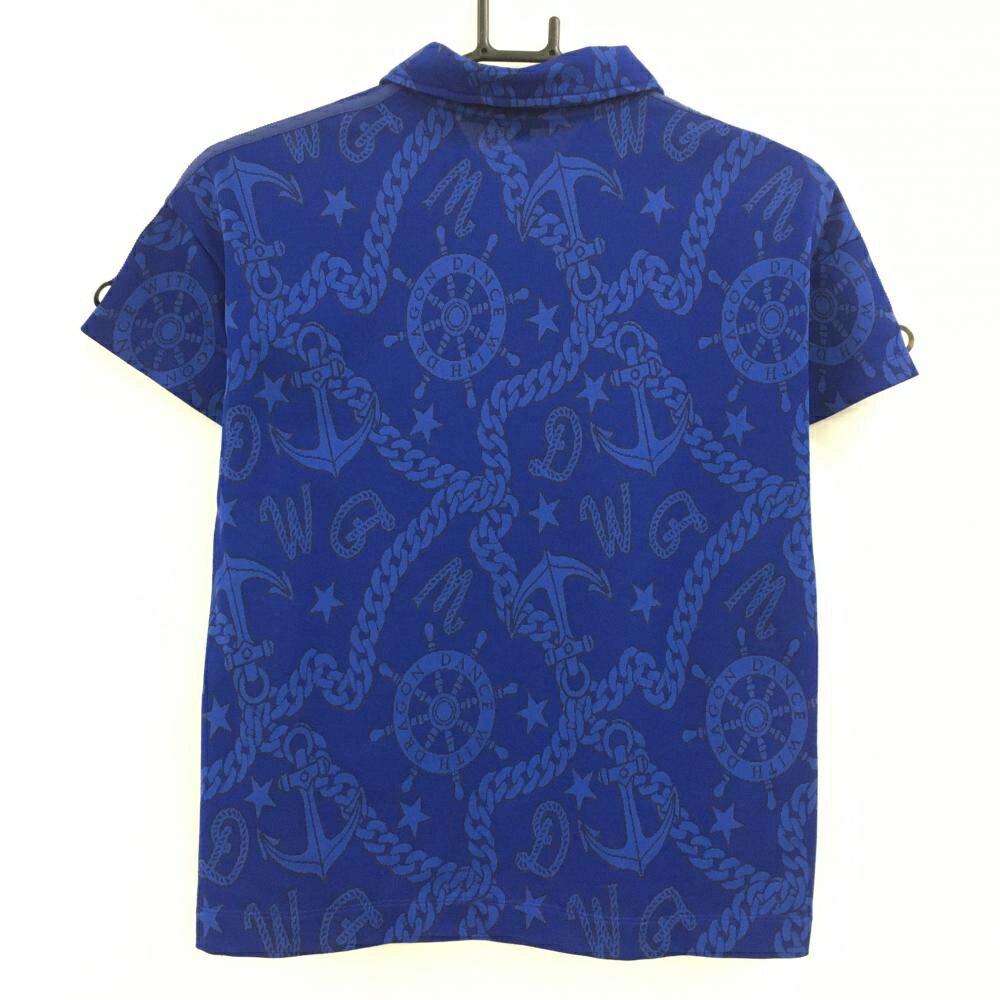 【超美品】ダンスウィズドラゴン 半袖ポロシャツ ネイビー×ブルー レディース 2(M) ゴルフウェア Dance With Dragon