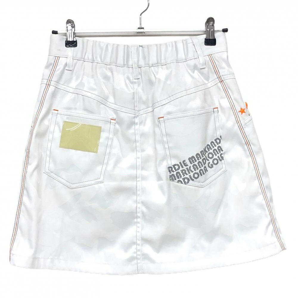 【美品】マークアンドロナ スカート 白 カモフラ柄地模様 迷彩 ストレッチ レディース 40(L) ゴルフウェア MARK＆LONA