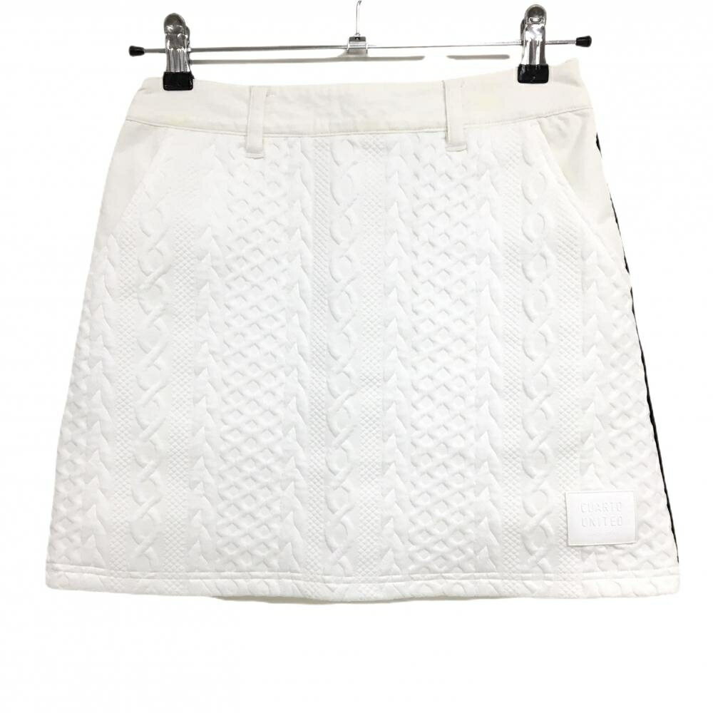クアルトユナイテッドベーシック ストレッチスカート 白 異素材 レディース S ゴルフウェア CUARTO UNI..