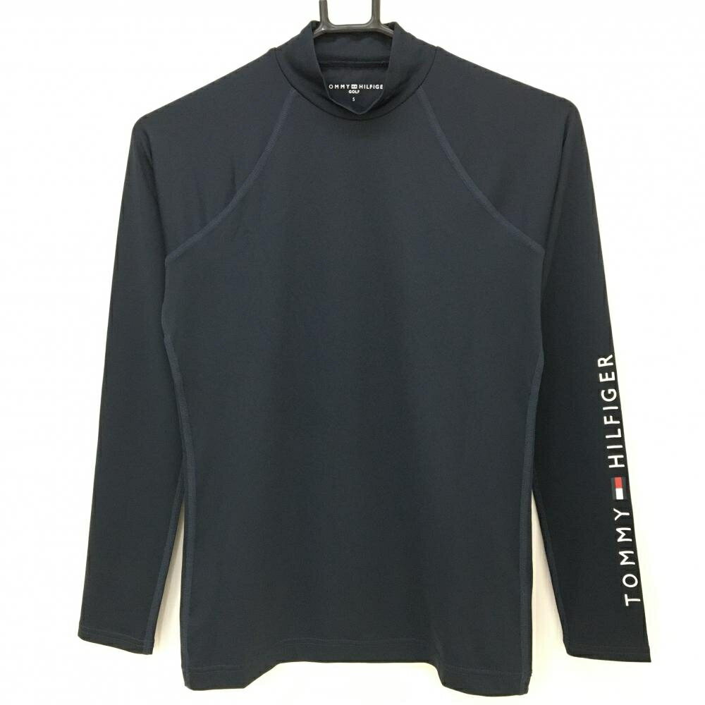 【超美品】トミーヒルフィガー ハイネックインナーシャツ ネイビー 袖ロゴ レディース S ゴルフウェア 2023年モデル Tommy Hilfiger Golf