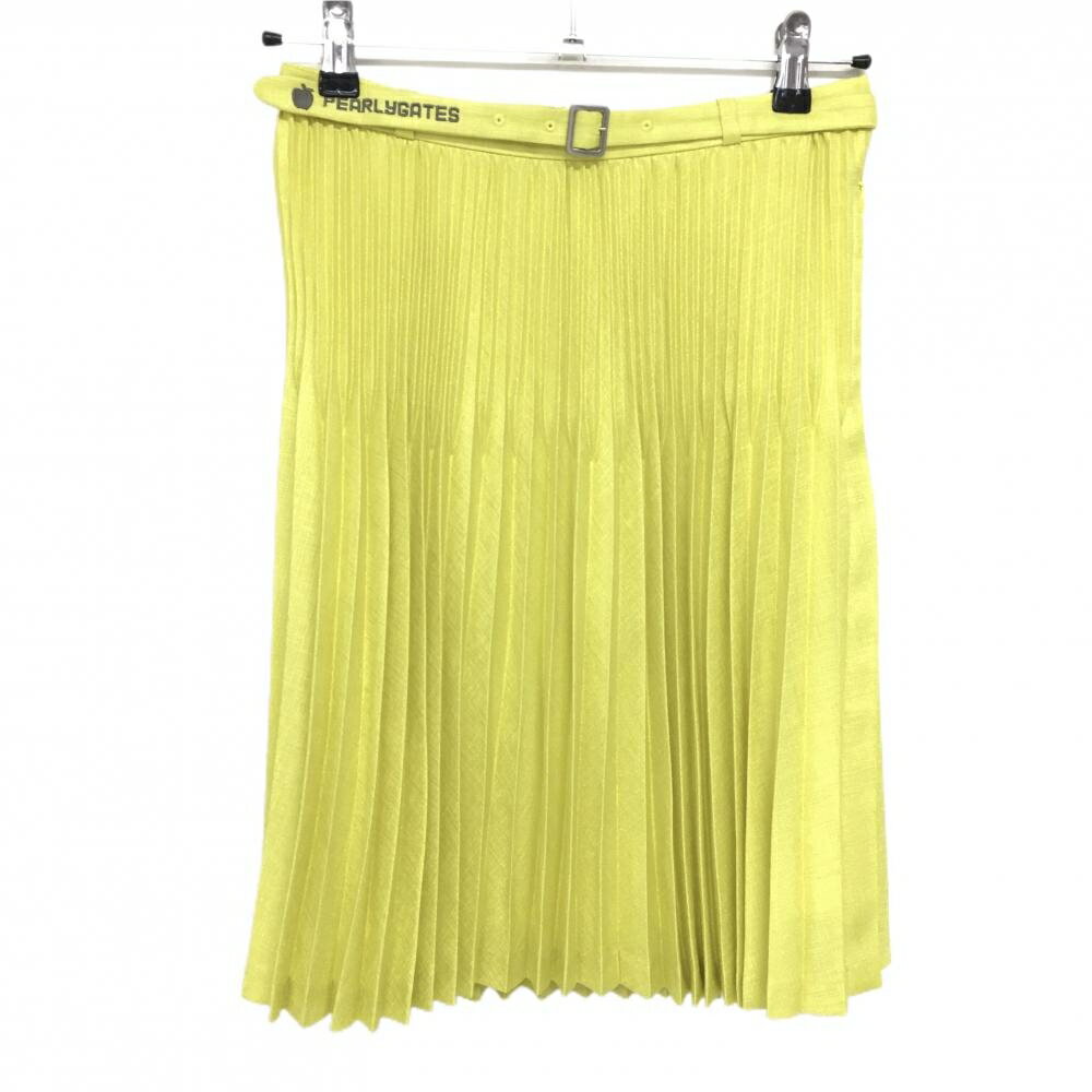 【超美品】パーリーゲイツ プリーツスカート イエロー 共布ベルト 裏地付 レディース 1(M) ゴルフウェ..
