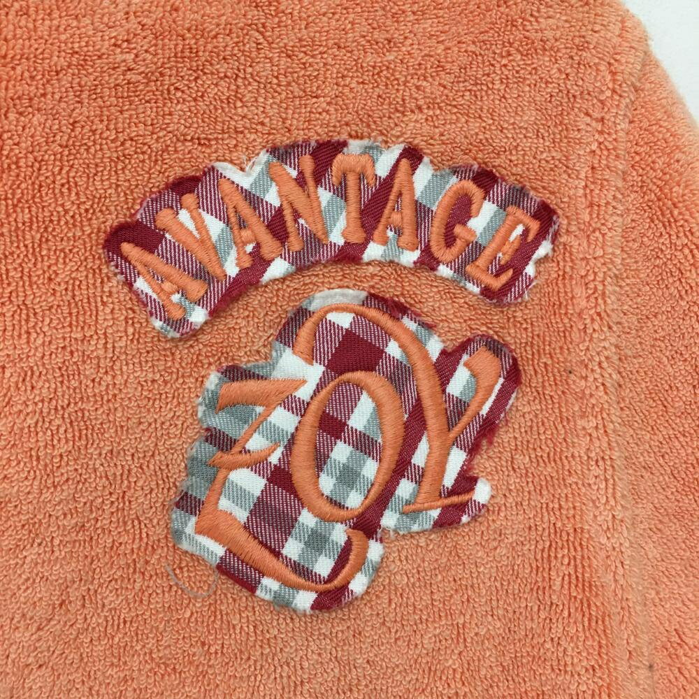 【美品】ゾーイ ジャケット オレンジピンク系×ボルドー パイル地調 フロントロゴ レディース 1(S) ゴルフウェア ZOY