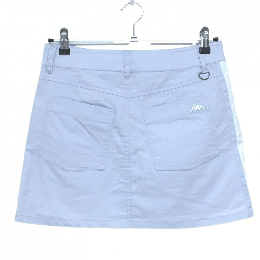 【美品】カッパ スカート ライトブルー系×白 スナップボタン サイドライン レディース 9 ゴルフウェア Kappa