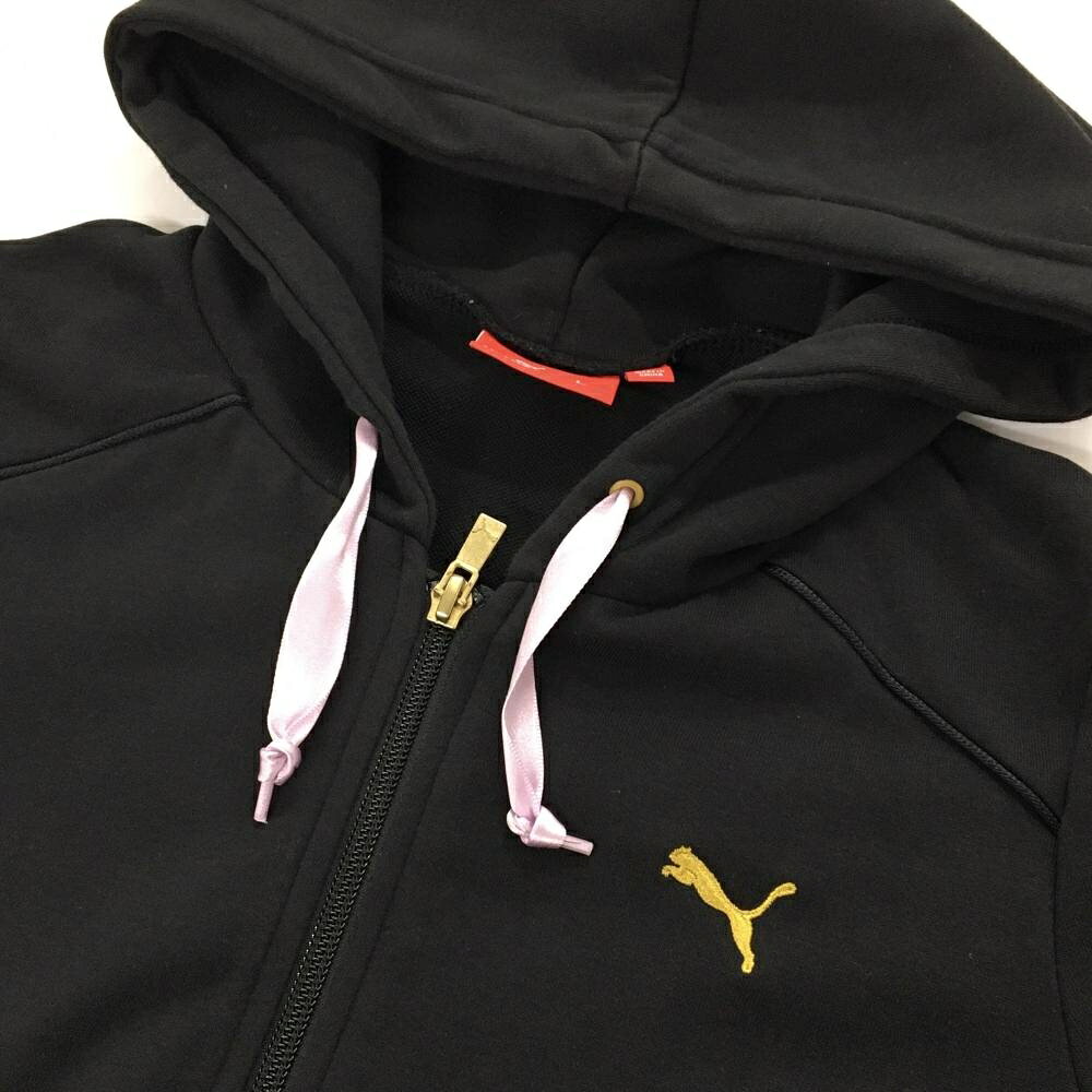 レオナード 楽天市場店のプーマ ジップパーカー 黒 ロゴ刺しゅう ジャケット レディース L ゴルフウェア PUMA｜アングル3