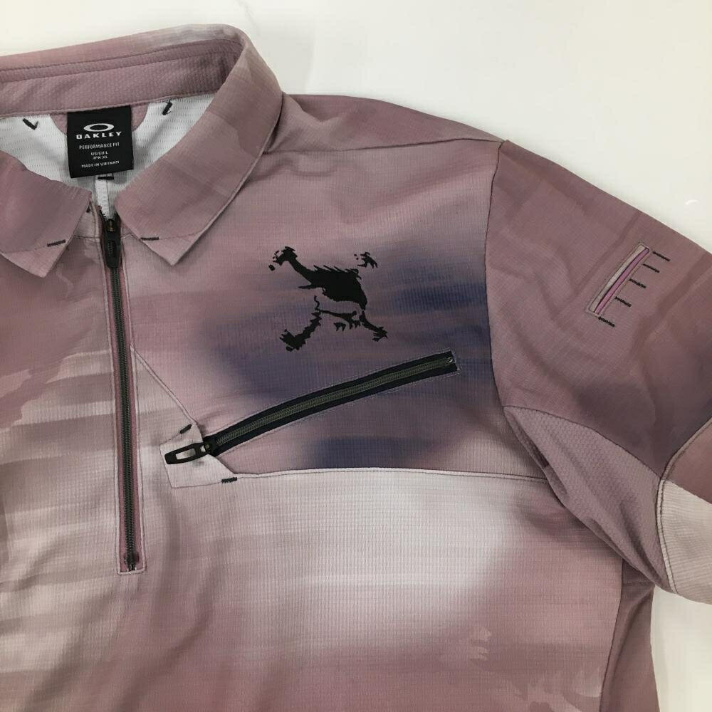 【超美品】オークリー 半袖ポロシャツ ピンク系 グラデーション風 ハーフジップ 　 メンズ XL ゴルフウェア 2023年モデル Oakley
