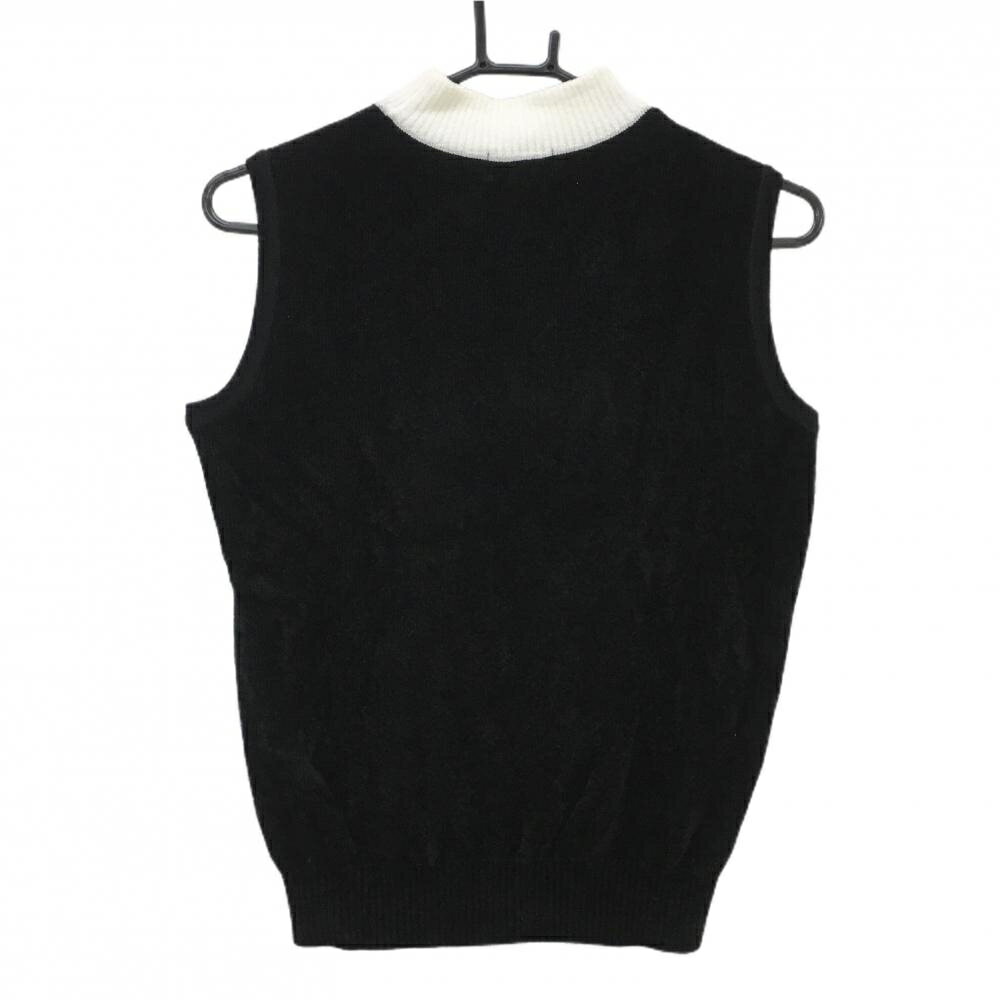 【美品】アルチビオ ニットハイネックベスト 黒×白 サイドライン レディース 36(S) ゴルフウェア archivio